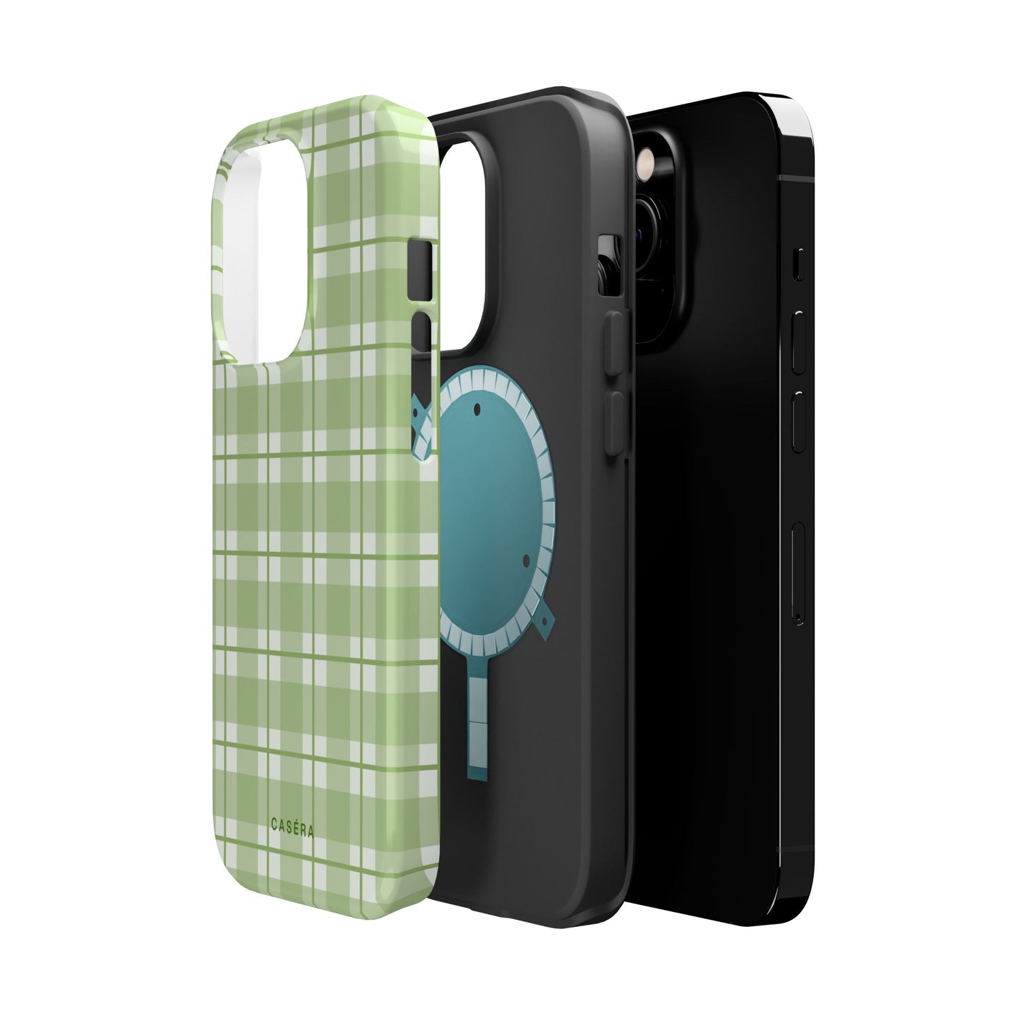 Green Plaid Magnetic Impact-Resistant Phone Case