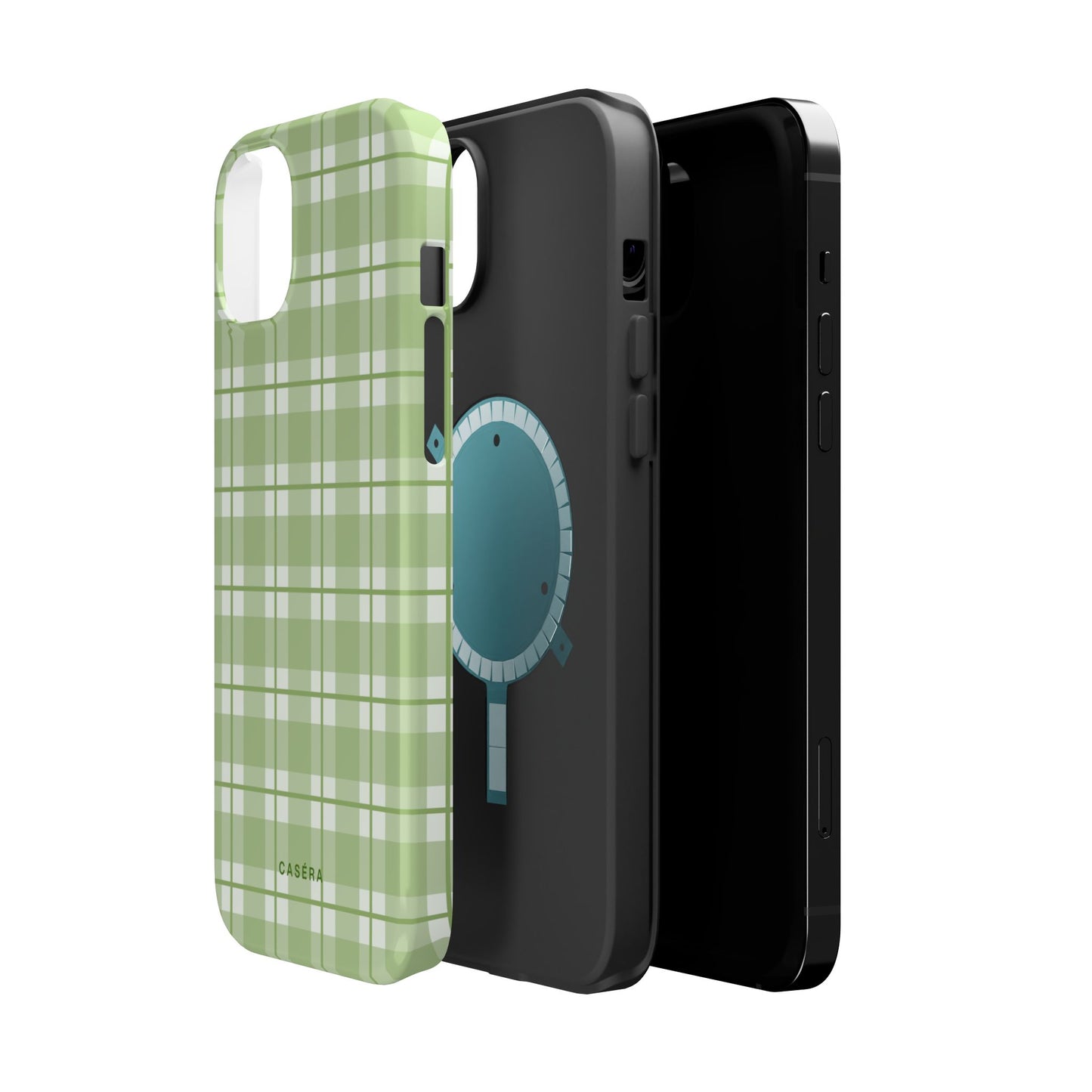 Green Plaid Magnetic Impact-Resistant Phone Case