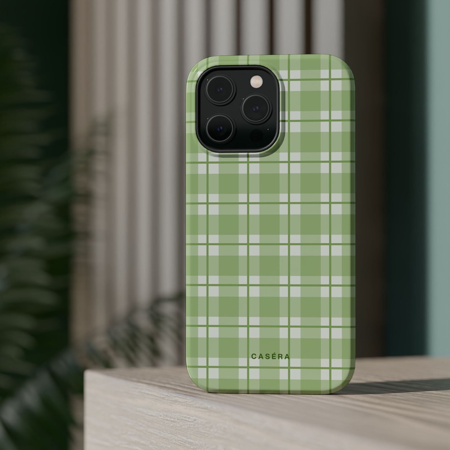 Green Plaid Magnetic Impact-Resistant Phone Case