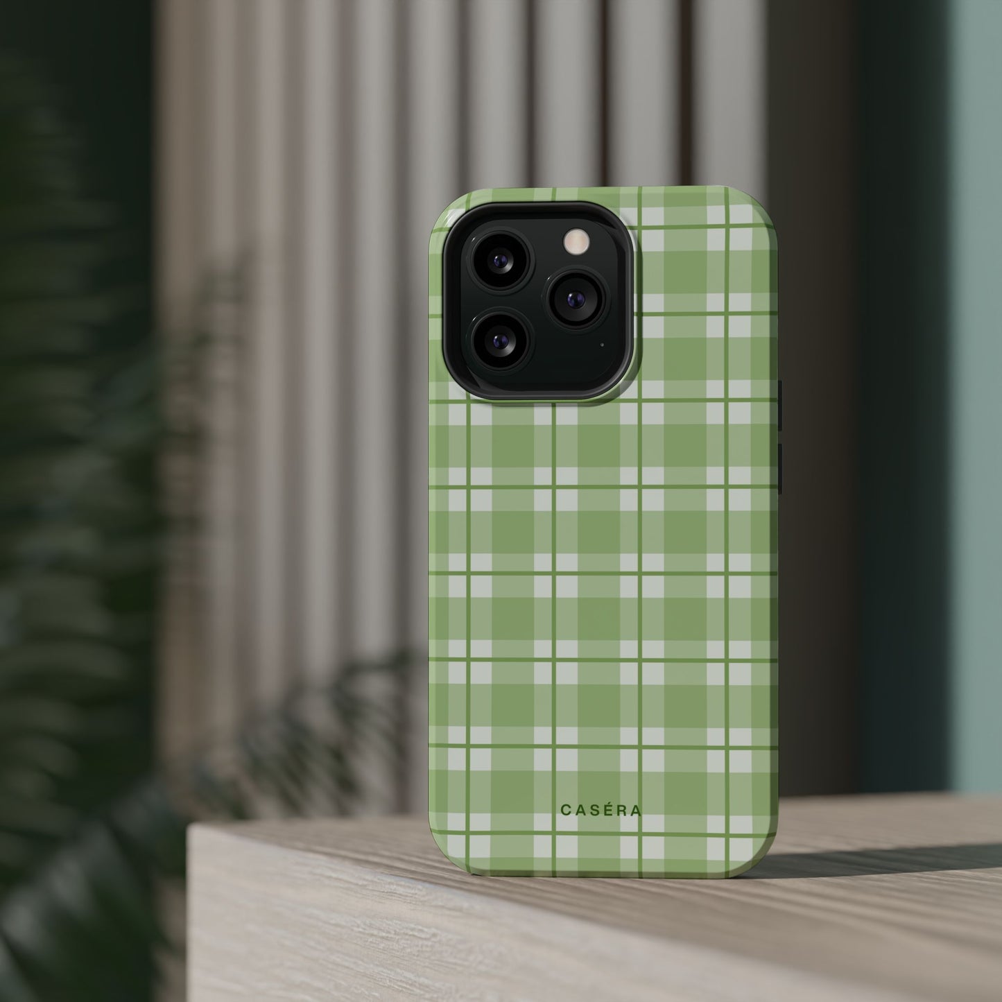 Green Plaid Magnetic Impact-Resistant Phone Case
