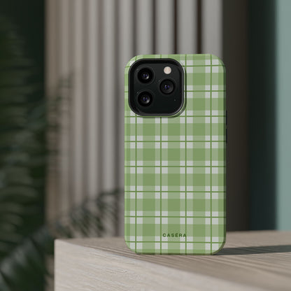 Green Plaid Magnetic Impact-Resistant Phone Case