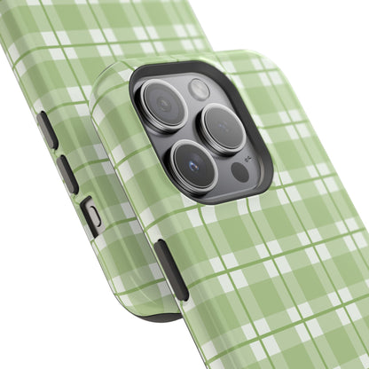 Green Plaid Magnetic Impact-Resistant Phone Case