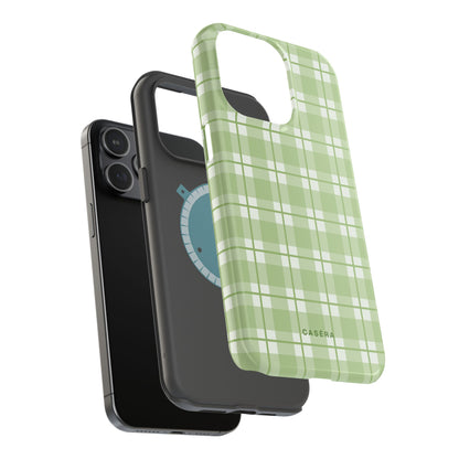Green Plaid Magnetic Impact-Resistant Phone Case