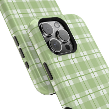 Green Plaid Magnetic Impact-Resistant Phone Case