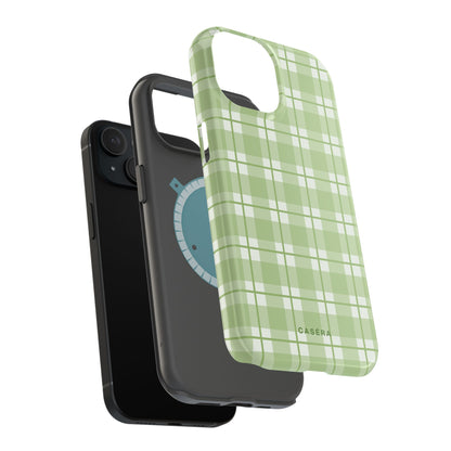 Green Plaid Magnetic Impact-Resistant Phone Case