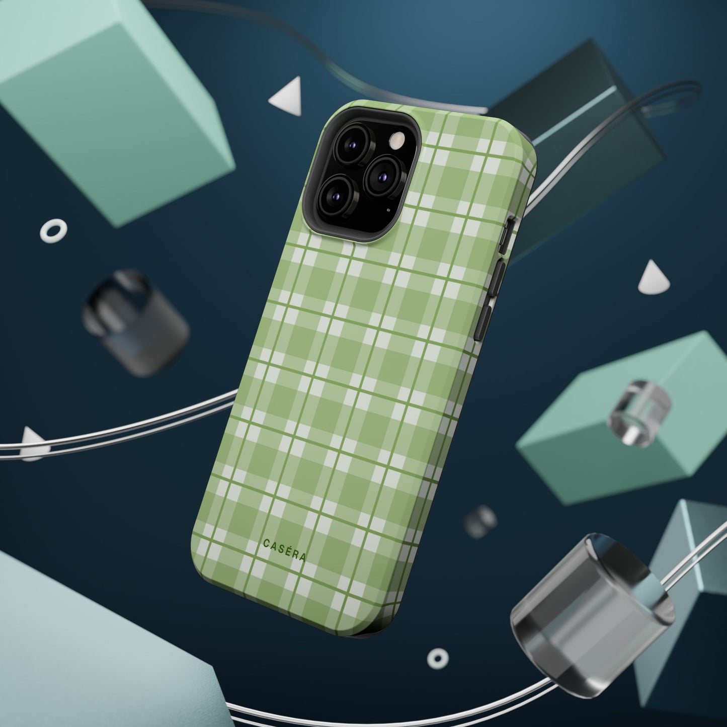 Green Plaid Magnetic Impact-Resistant Phone Case