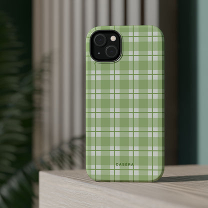Green Plaid Magnetic Impact-Resistant Phone Case