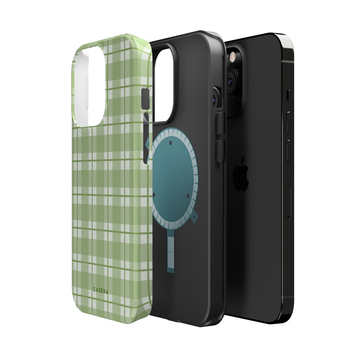 Green Plaid Magnetic Impact-Resistant Phone Case