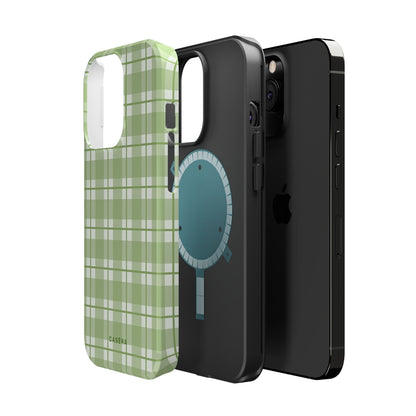 Green Plaid Magnetic Impact-Resistant Phone Case