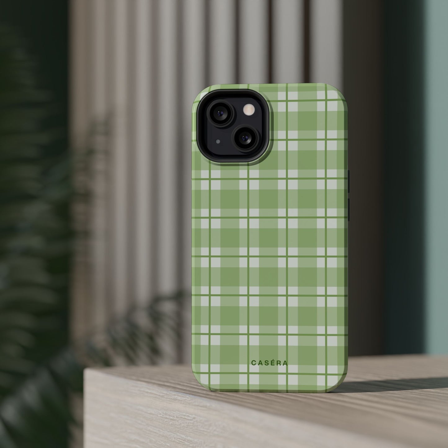 Green Plaid Magnetic Impact-Resistant Phone Case