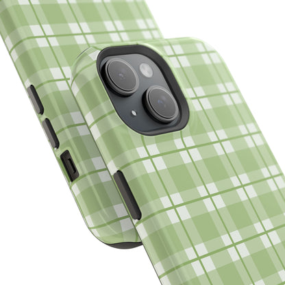 Green Plaid Magnetic Impact-Resistant Phone Case