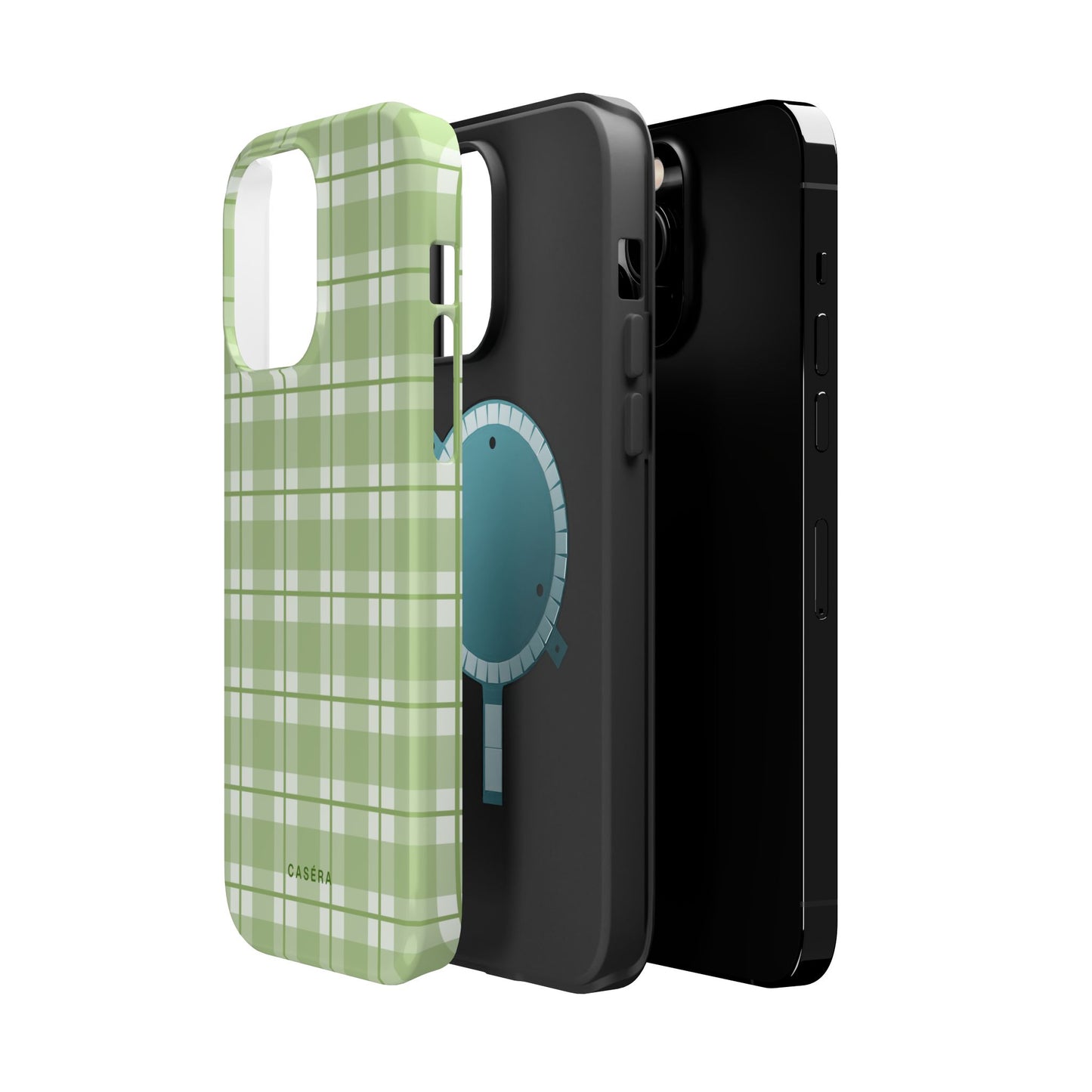 Green Plaid Magnetic Impact-Resistant Phone Case