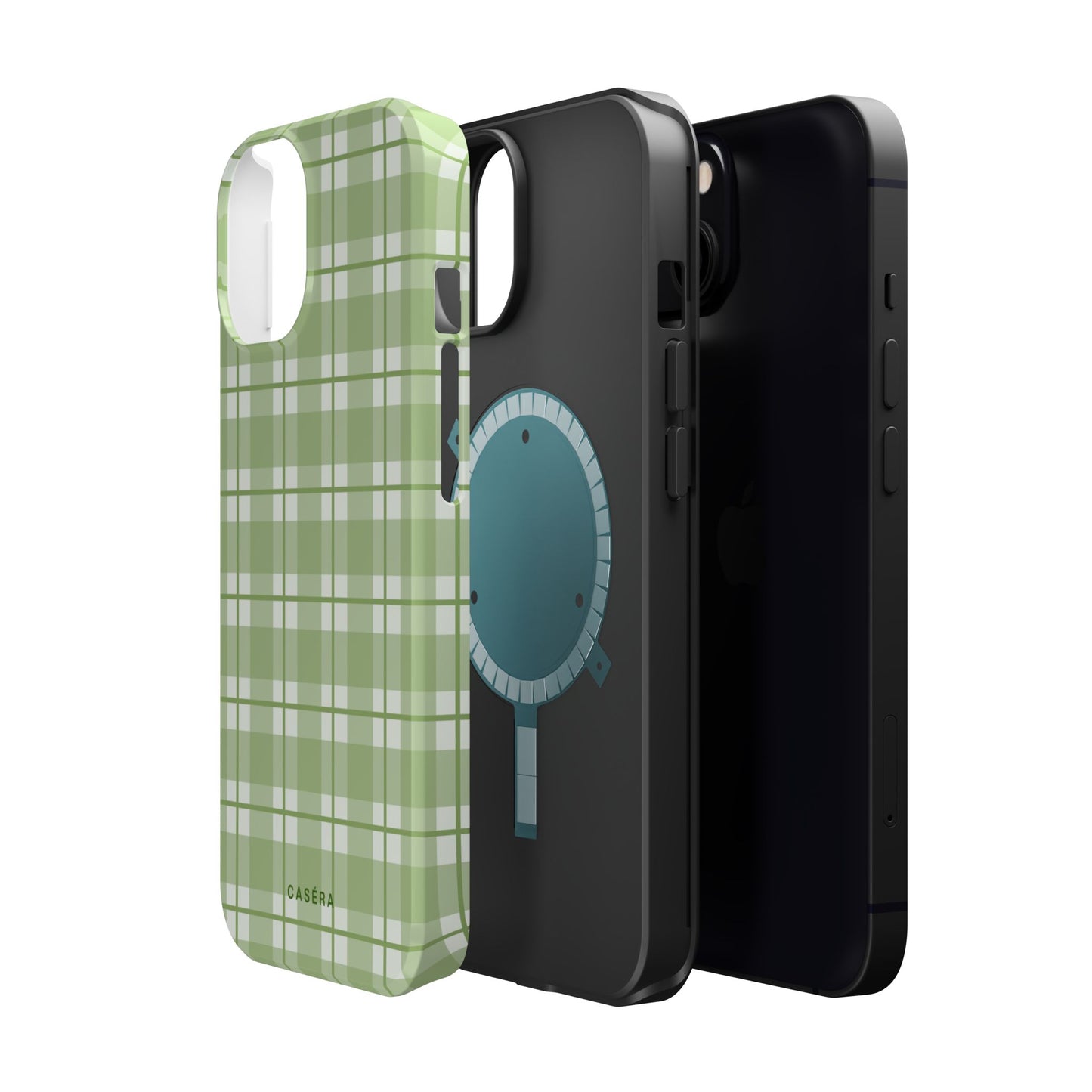 Green Plaid Magnetic Impact-Resistant Phone Case