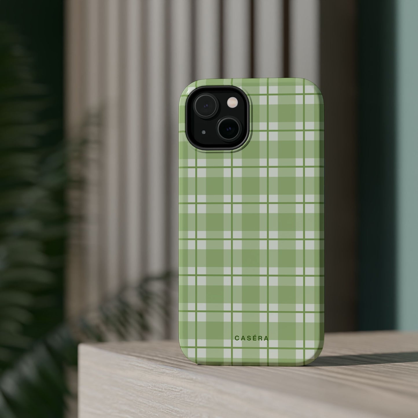 Green Plaid Magnetic Impact-Resistant Phone Case