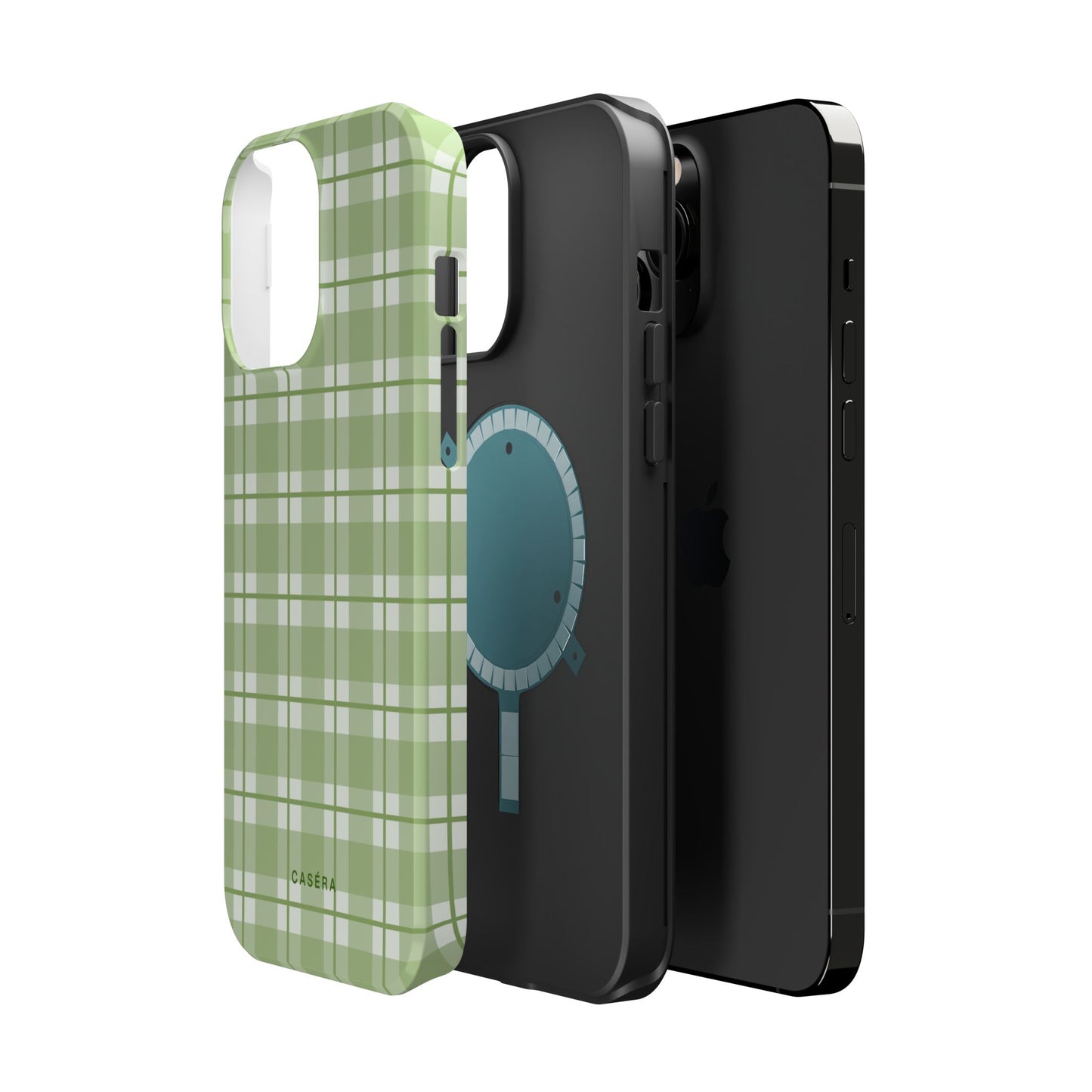 Green Plaid Magnetic Impact-Resistant Phone Case