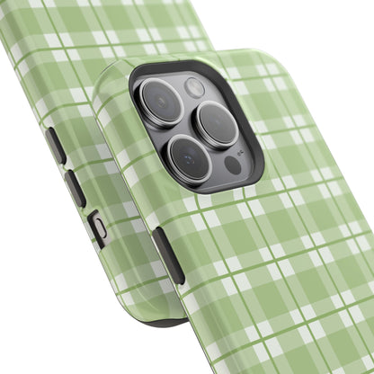 Green Plaid Magnetic Impact-Resistant Phone Case