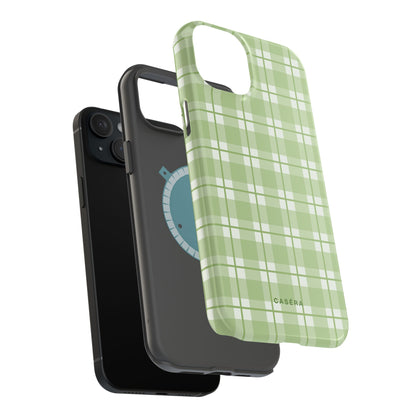 Green Plaid Magnetic Impact-Resistant Phone Case