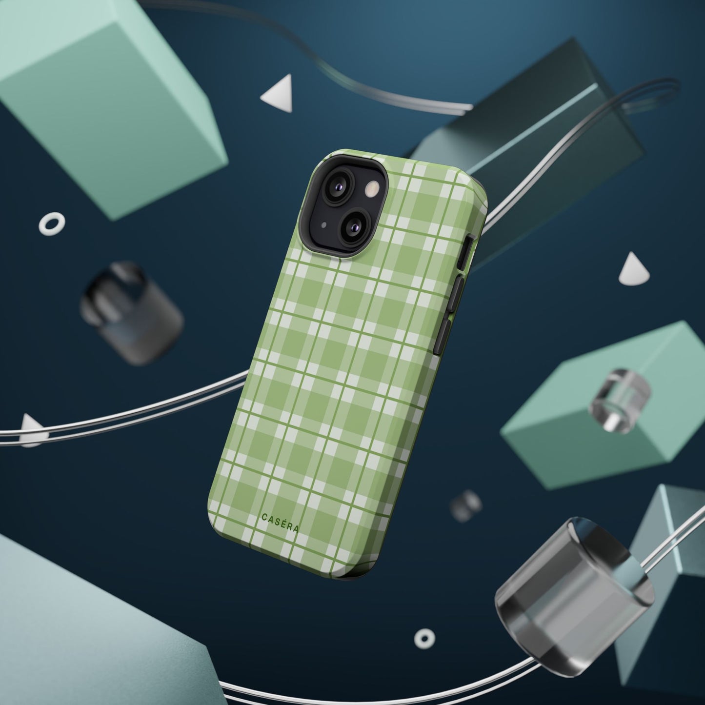 Green Plaid Magnetic Impact-Resistant Phone Case
