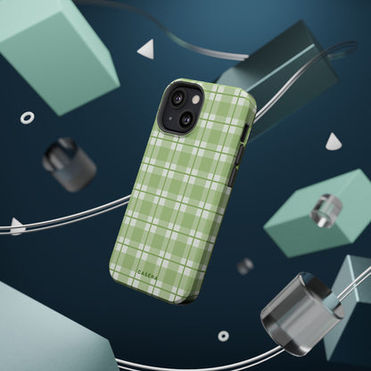 Green Plaid Magnetic Impact-Resistant Phone Case