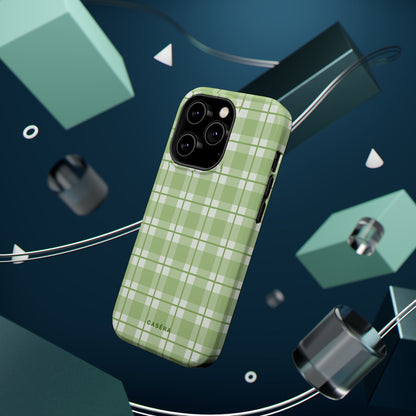 Green Plaid Magnetic Impact-Resistant Phone Case