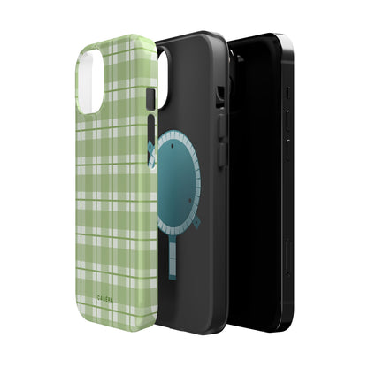 Green Plaid Magnetic Impact-Resistant Phone Case