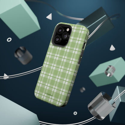 Green Plaid Magnetic Impact-Resistant Phone Case