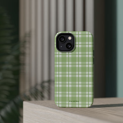 Green Plaid Magnetic Impact-Resistant Phone Case