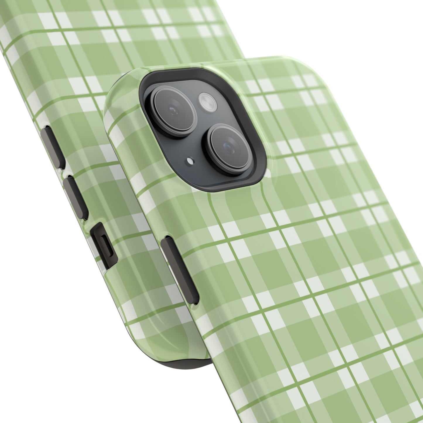 Green Plaid Magnetic Impact-Resistant Phone Case