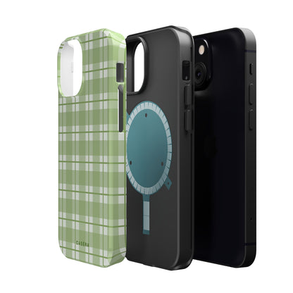 Green Plaid Magnetic Impact-Resistant Phone Case